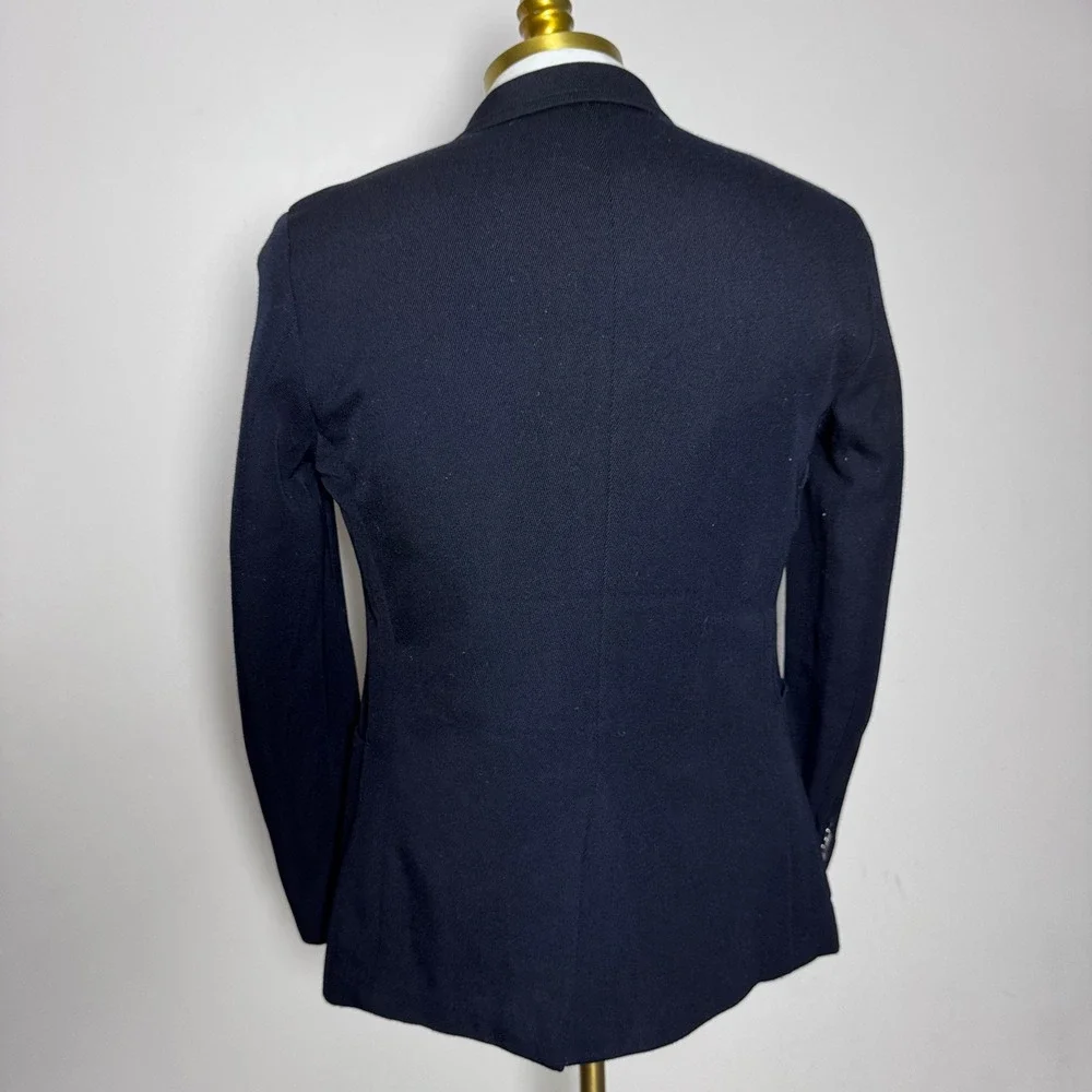 Banana Republic Blazer Mens 38R Navy Solid 100% Wool Tailored Fit Two-Button
